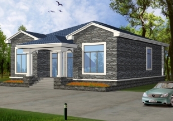 160平方新農(nóng)村一層小別墅施工設(shè)計圖，12.2x14米