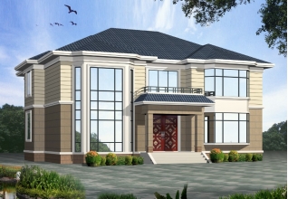 210平方米農(nóng)村二層房屋建筑圖紙及效果圖，17x13米