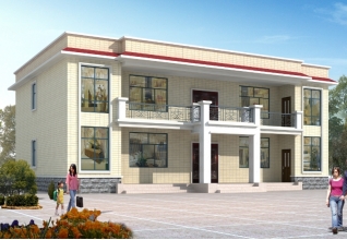 160平方米二層平屋頂房屋設(shè)計(jì)圖紙及效果圖17x11米