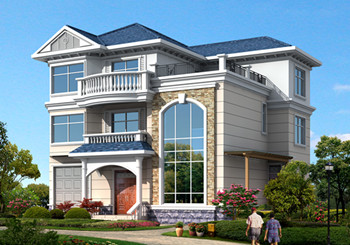 漂亮的農(nóng)村三層小樓房設計圖，簡單大氣，帶車庫