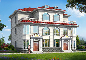 農(nóng)村三層雙拼別墅戶型圖設計圖，整體外觀氣派