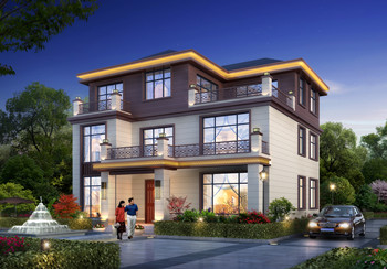 新式160平方米農(nóng)村三層樓房設(shè)計(jì)圖，客廳中空