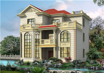 140平歐式二層半帶露臺的獨棟別墅圖片，含全套設(shè)計圖