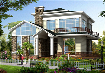 美式風(fēng)格鄉(xiāng)村兩層小別墅自建房設(shè)計圖，外觀圖好看