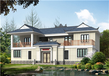 160平方米現(xiàn)代新農(nóng)村四合院兩層別墅施工圖紙及效果圖