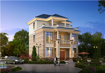 鄉(xiāng)村三層別墅CAD建筑設(shè)計圖，110平方米戶型，帶效果圖和全套施工圖