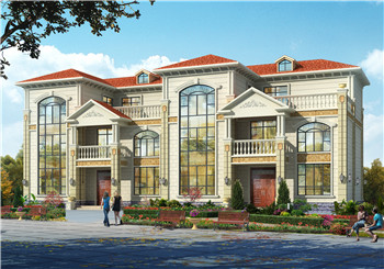 300平方米農(nóng)村三層雙拼別墅房屋設(shè)計(jì)圖紙大全，帶地下儲(chǔ)藏室