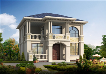 獨棟兩層歐式別墅設(shè)計圖紙（效果圖+建筑施工圖）