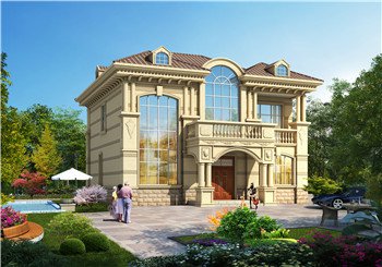 130平方米歐式實(shí)用農(nóng)村二層樓別墅圖紙帶外觀圖12X13米