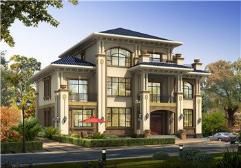 大戶型高端三層別墅設(shè)計(jì)圖紙，外觀效果圖+CAD建筑圖