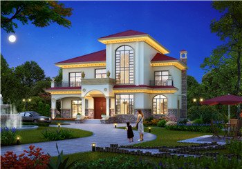 歐式兩層別墅樓房設計圖紙施工方案，高端豪華外觀圖片