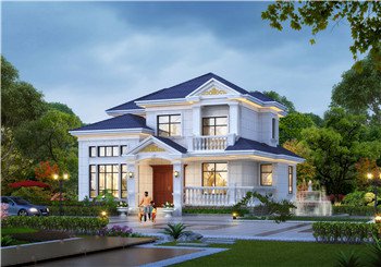 新農(nóng)村歐式時(shí)尚二層別墅設(shè)計(jì)圖紙，120平方米自建房