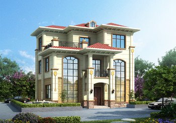 100平內(nèi)的三層豪華歐式別墅房屋設(shè)計(jì)圖紙 ，簡(jiǎn)歐風(fēng)格