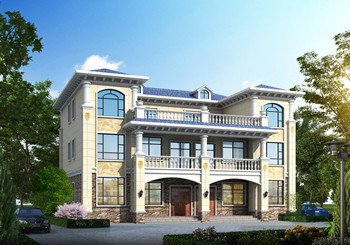 210平左右三層（兩層半）雙拼新農(nóng)村別墅設計圖紙及外觀效果圖