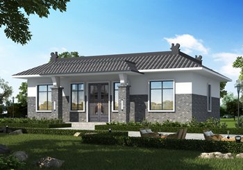 140平中式徽派一層別墅設(shè)計(jì)圖，一層照樣建這樣漂亮