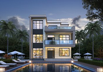 戶(hù)型方正的三層平頂小別墅設(shè)計(jì)圖，占地面積100平