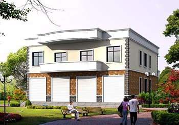 平屋頂二層自建房帶商鋪別墅設計圖紙及外觀圖