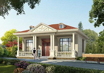 占地120平的農(nóng)村一層別墅設(shè)計(jì)圖，帶圍墻院子