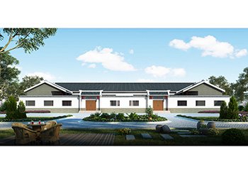 新中式一層宅院設(shè)計(jì)圖，兩兄弟合蓋，雙拼獨(dú)棟類型，功能豐富