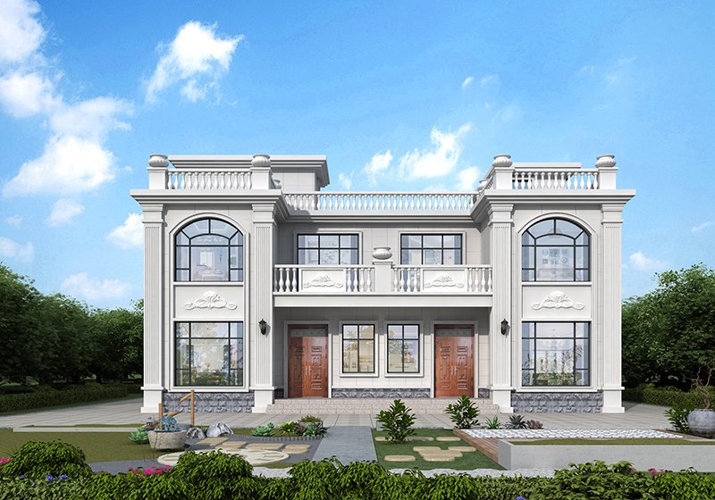 二層農(nóng)村兄弟雙拼別墅設(shè)計(jì)圖，一墻之隔互不干擾，鄰居看了都喜歡