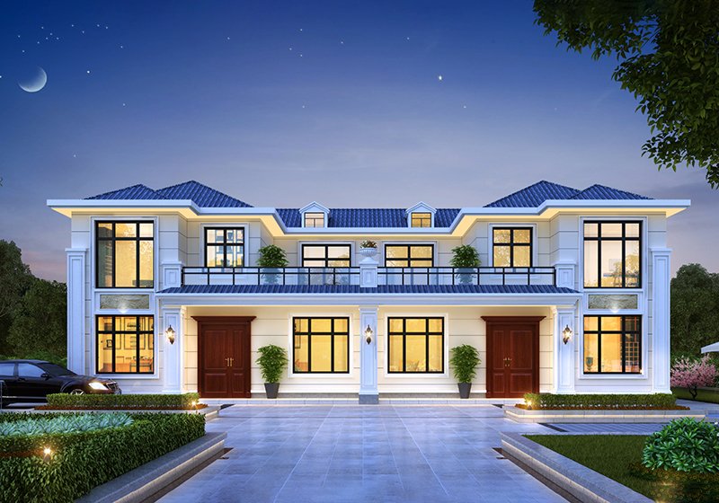 雙拼二層大別墅設(shè)計(jì)圖，大面寬小進(jìn)深，讓兄弟永遠(yuǎn)不分家