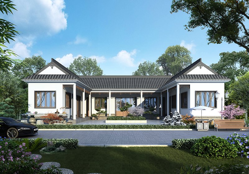 一層中式風格自建小院，白墻黛瓦舒適宜居，享受舒適愜意的鄉(xiāng)村生活！