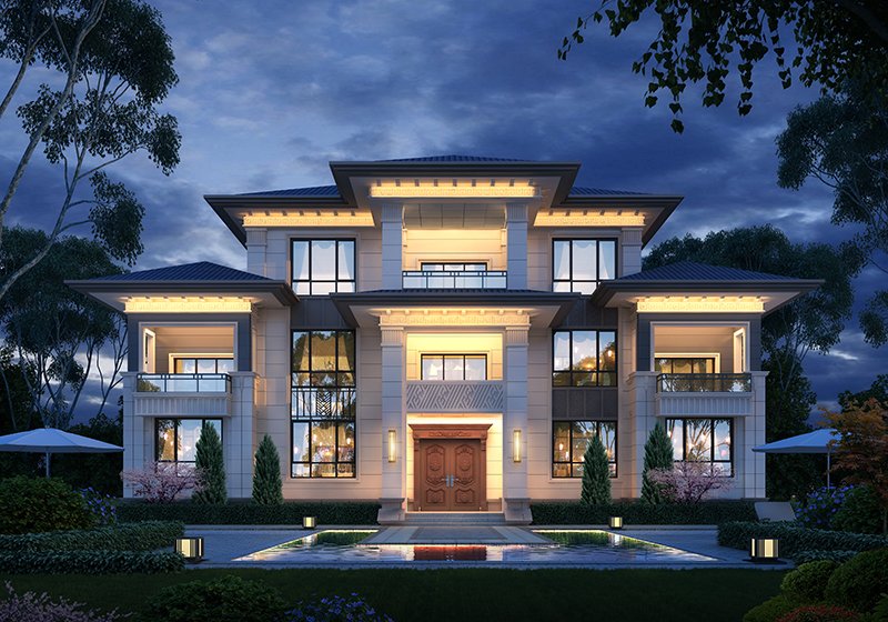 五開間農(nóng)村豪華三層別墅設(shè)計圖，大格局大氣派，大家庭建房首選