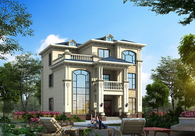 三層帶挑空客廳旋轉(zhuǎn)樓梯，農(nóng)村這樣建別墅高檔大氣