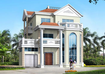 三層帶車庫農(nóng)村別墅設(shè)計圖紙（含外觀效果圖）