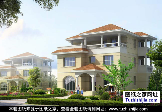 三層現(xiàn)代帶車庫別墅設(shè)計(jì)圖紙效果圖