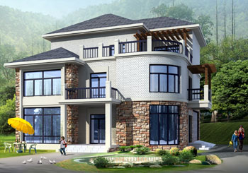 三層現(xiàn)代別墅設(shè)計(jì)圖紙，全套私人別墅圖紙（含外觀效果圖）