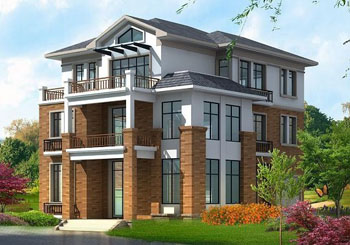 三層樓中樓復(fù)式別墅設(shè)計圖紙（含外觀效果圖），帶閣樓