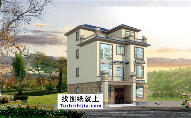 農(nóng)村四層復(fù)式房屋設(shè)計圖紙, 占地105平方米