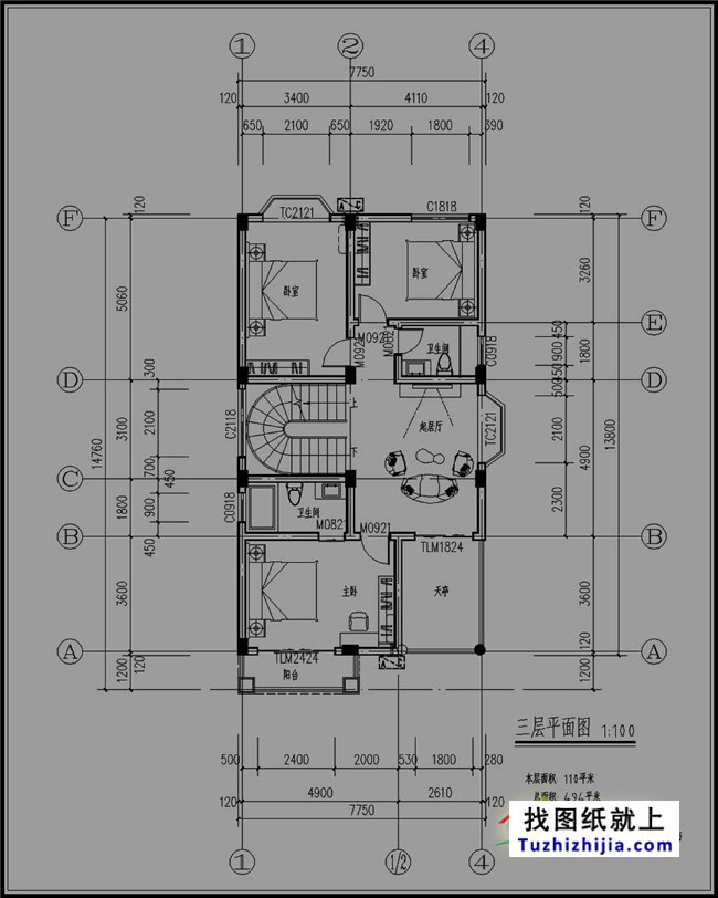 107平方米新農(nóng)村五層別墅設(shè)計(jì)圖及效果圖
