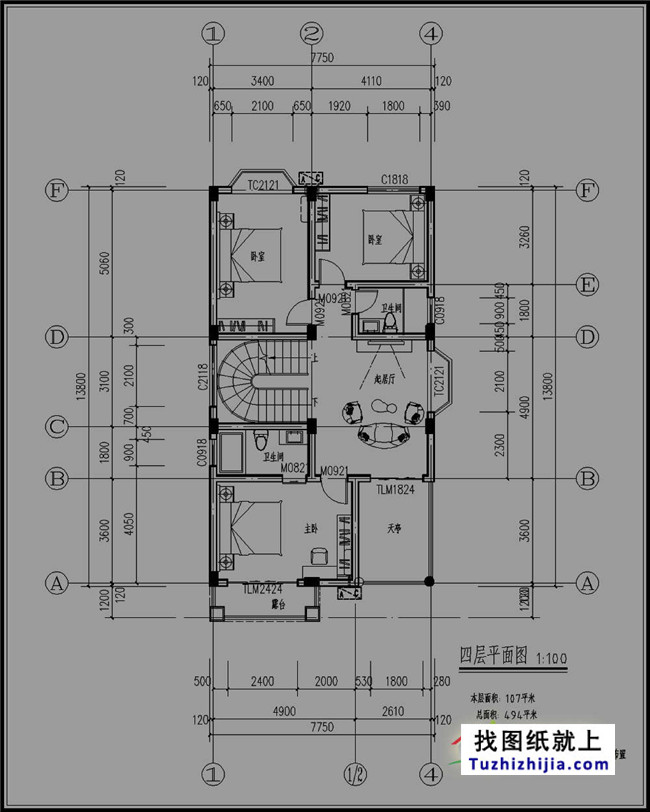 107平方米新農(nóng)村五層別墅設(shè)計(jì)圖及效果圖