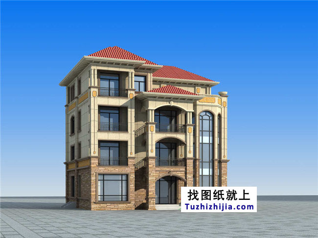 豪華帶露臺(tái)的四層別墅設(shè)計(jì)圖紙