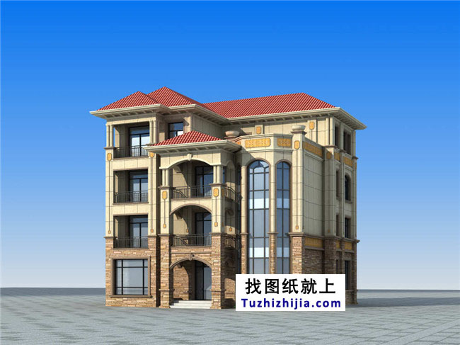 豪華帶露臺(tái)的四層別墅設(shè)計(jì)圖紙