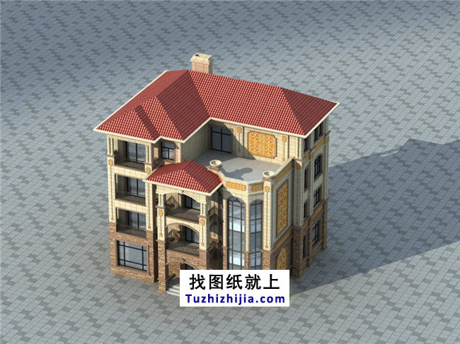 豪華帶露臺(tái)的四層別墅設(shè)計(jì)圖紙