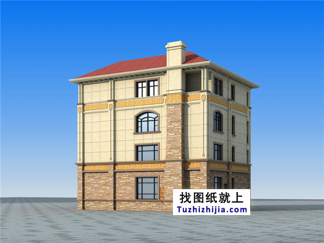 豪華帶露臺(tái)的四層別墅設(shè)計(jì)圖紙