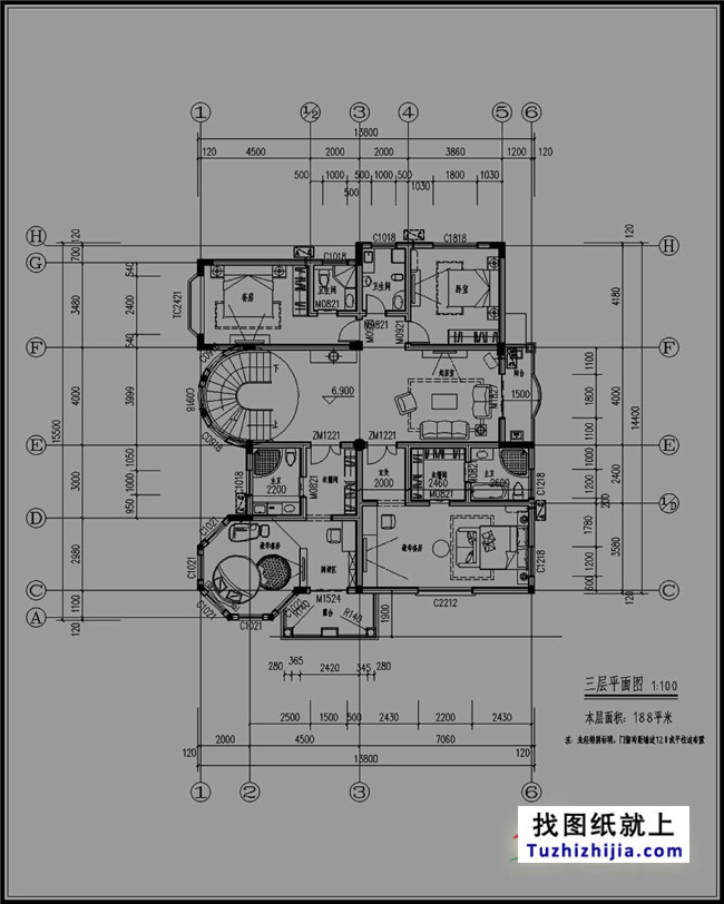 地中海風(fēng)格農(nóng)村四層房屋設(shè)計(jì)圖紙