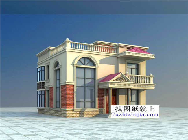 96平方米新農(nóng)村住宅二層小別墅設(shè)計(jì)CAD圖紙及效果圖，10x10米