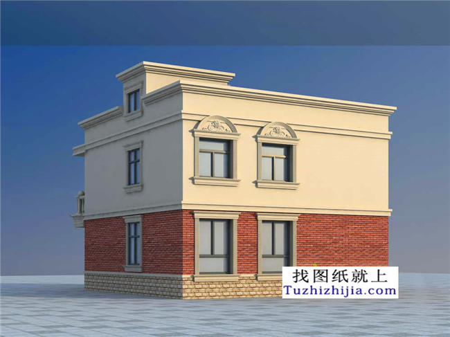 96平方米新農(nóng)村住宅二層小別墅設(shè)計(jì)CAD圖紙及效果圖，10x10米