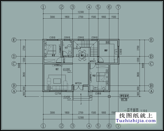 100平方米農(nóng)村二層CAD設(shè)計(jì)圖紙帶外觀圖，12X8米