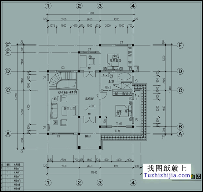 120平方米二層農(nóng)村自建別墅設(shè)計(jì)施工圖紙全套CAD,12X11米