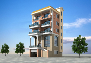 新農(nóng)村六層房屋設(shè)計(jì)圖紙及效果圖，帶車庫(kù)