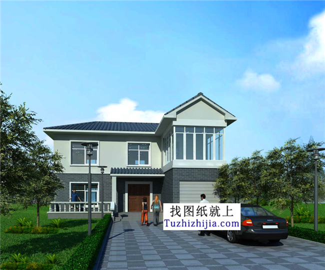 110平方米農(nóng)村兩層別墅設(shè)計(jì)效果圖及圖紙，12X12米