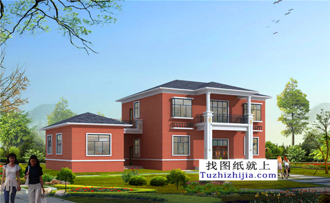 126平方米清新實(shí)用型新農(nóng)村二層小別墅設(shè)計(jì)圖紙帶效果圖,13x10米