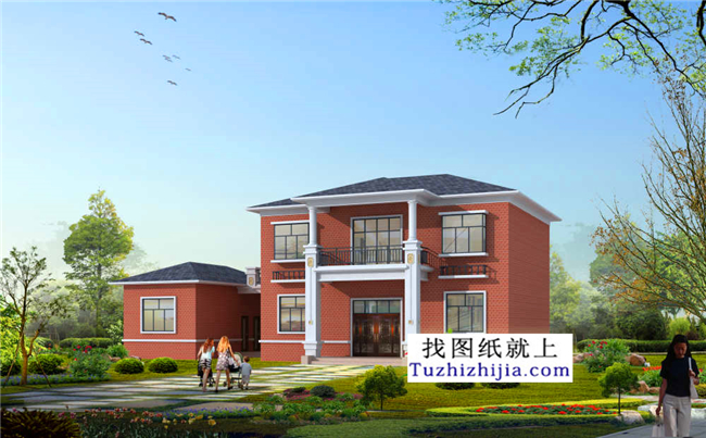 126平方米清新實(shí)用型新農(nóng)村二層小別墅設(shè)計(jì)圖紙帶效果圖,13x10米