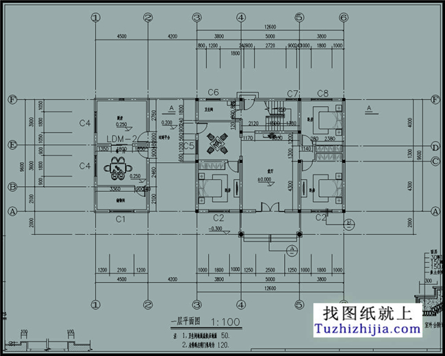 126平方米清新實(shí)用型新農(nóng)村二層小別墅設(shè)計(jì)圖紙帶效果圖,13x10米