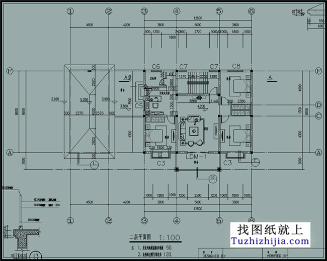 126平方米清新實(shí)用型新農(nóng)村二層小別墅設(shè)計(jì)圖紙帶效果圖,13x10米